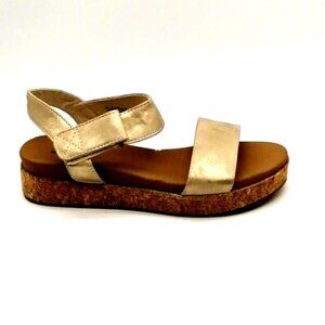 Maurices Womens Felicity Wedge Heel Ankle Strap Sandal Cushioned Gold Sz 9